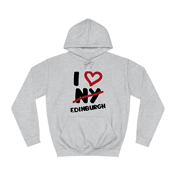 I Love Edinburgh zwarte hoodie, uniseks hoodie, grijze hoodie, katoenen hoodie, grijze hoodie, grijze hoodie, S, zwart, Zwart, S